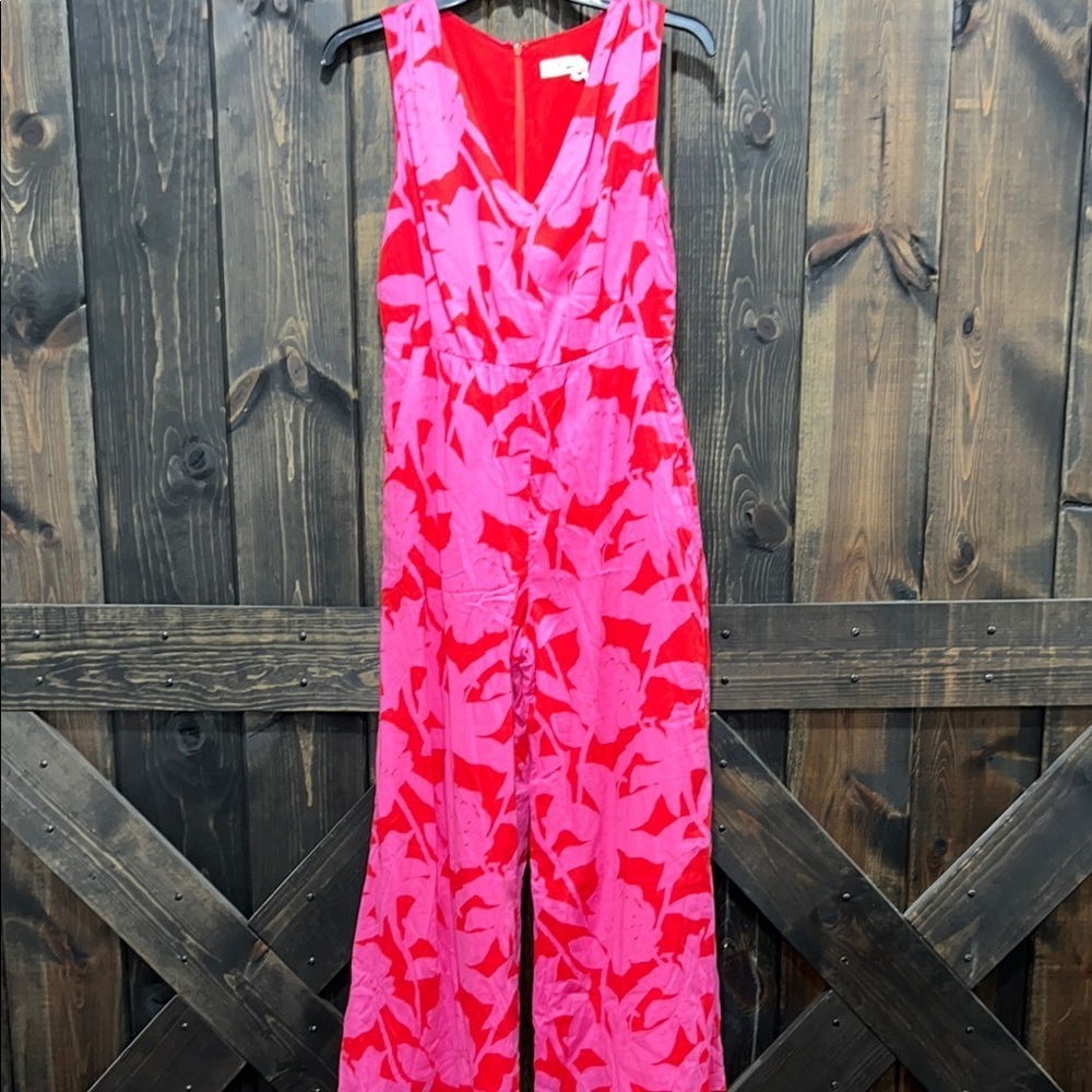 Vineyard Vines Pink Floral Jumpsuit Wide Leg 6 Boho Hippie Coastal NWT Flawed